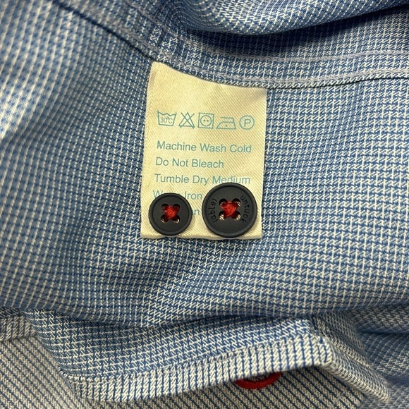 Twillory Untuck(able) Button Down Long Sleeve Shirt Blue/White M-L Flip Cuff EUC - Picture 6 of 10